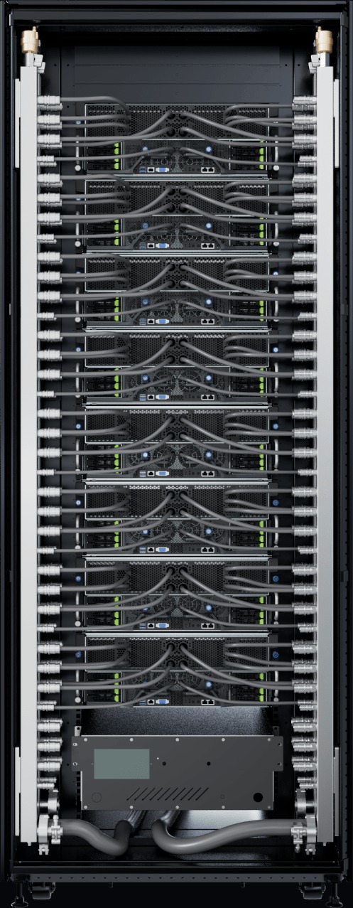 Liquid-cooled GPU server rack